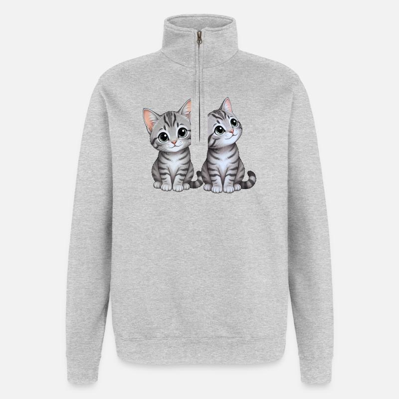 Frères et sœurs chatons - Sweat à zip 1/4 - gris chiné