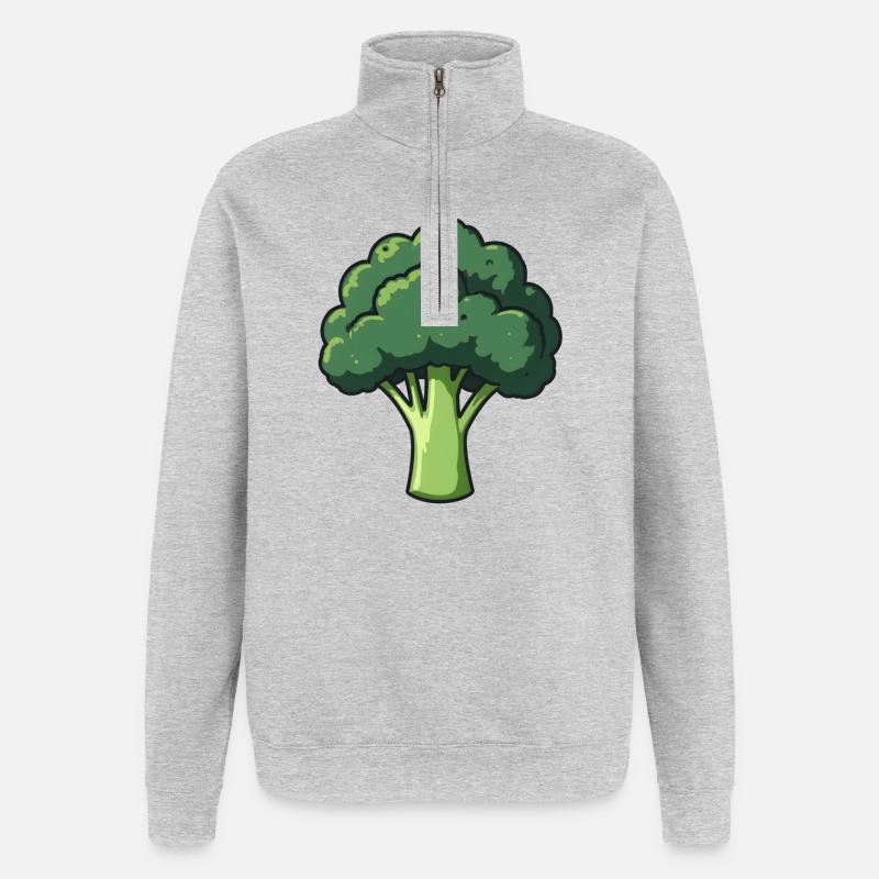 Brocoli - Sweat à zip 1/4 - gris chiné