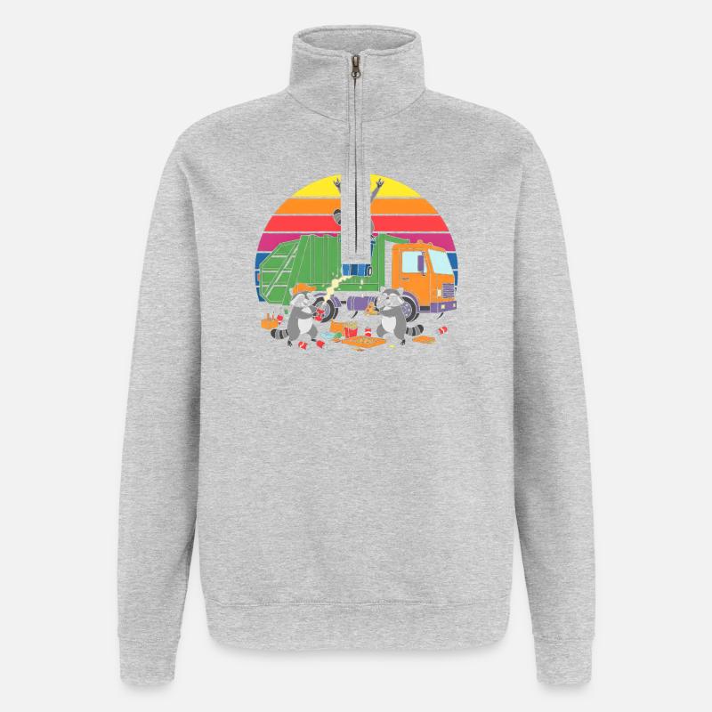 Recycling robbers in the rainbow - Quarter-Zip Sweatshirt - heather grey