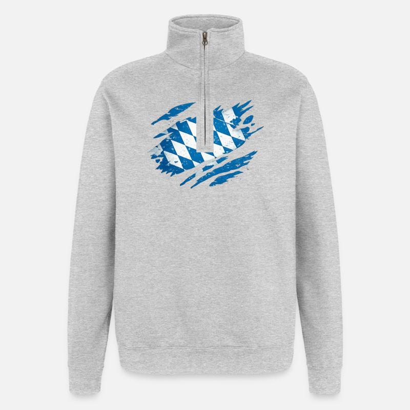 Bavière Drapeau bavarois - Sweat à zip 1/4 - gris chiné