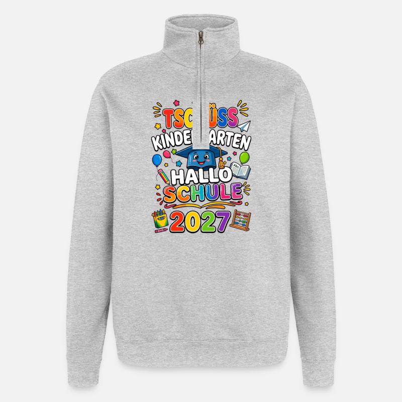 Tschüss Kindergarten Hallo Schule 2027 - Quarter-Zip-Sweatshirt - Grau meliert