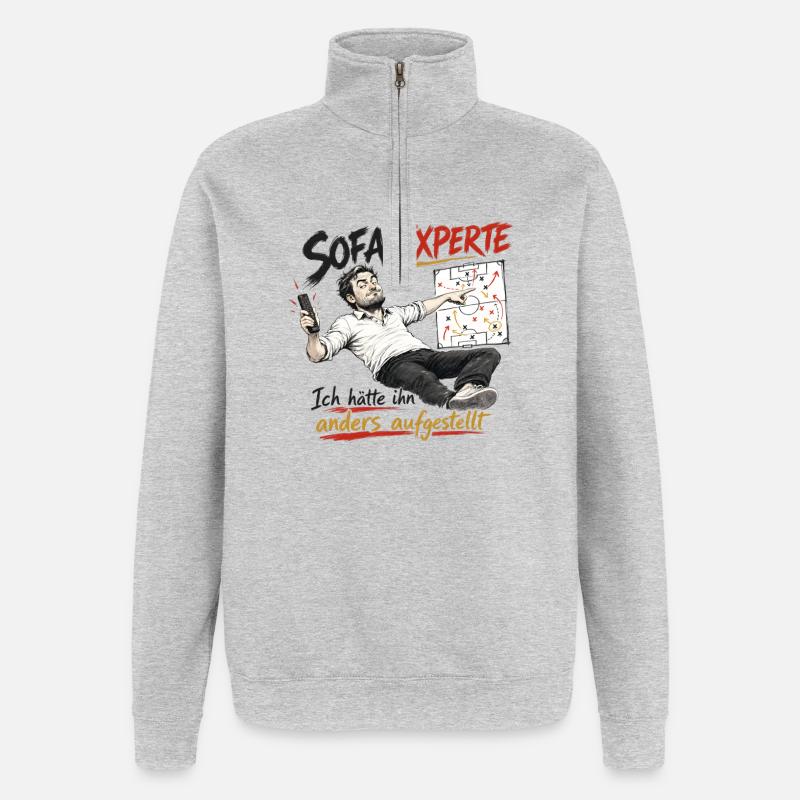 Sofa-Experte Strategie Humor - Quarter-Zip-Sweatshirt - Grau meliert