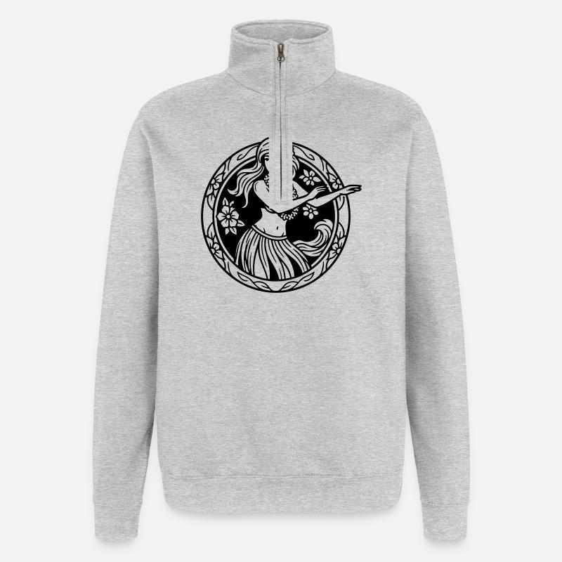 fille hula - Sweat à zip 1/4 - gris chiné