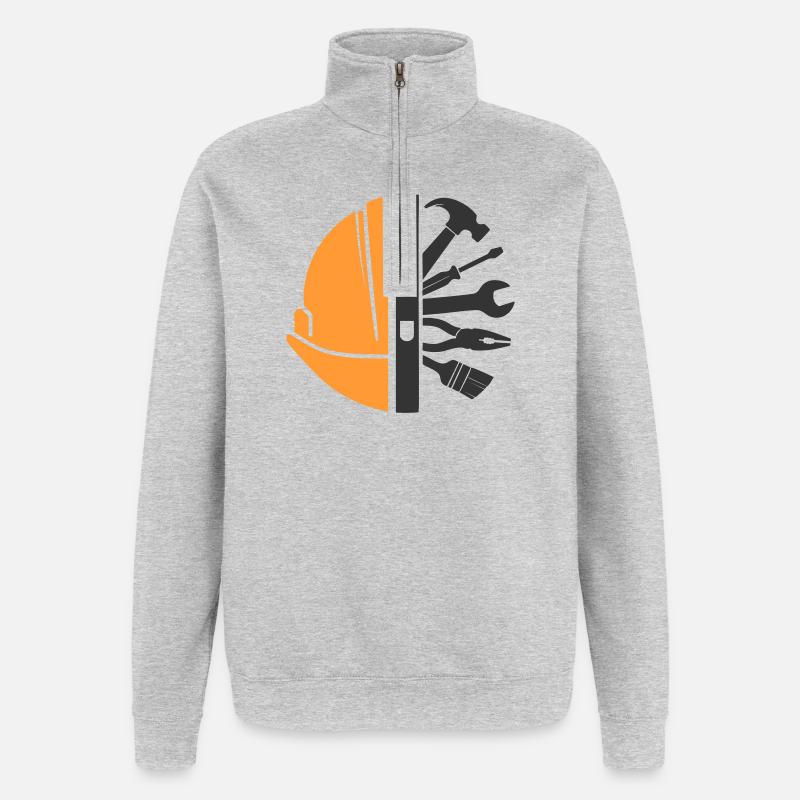 Construction Helmet & Tools – Craftsman Logo - Quarter-Zip Sweatshirt - heather grey