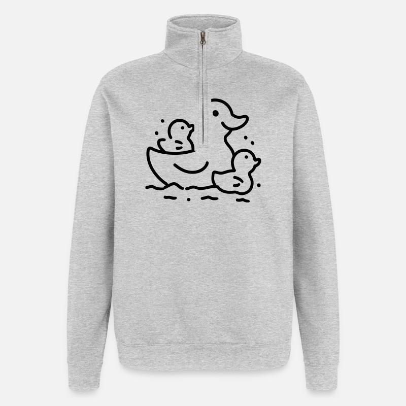 Duck Family - Quarter-Zip Sweatshirt - heather grey