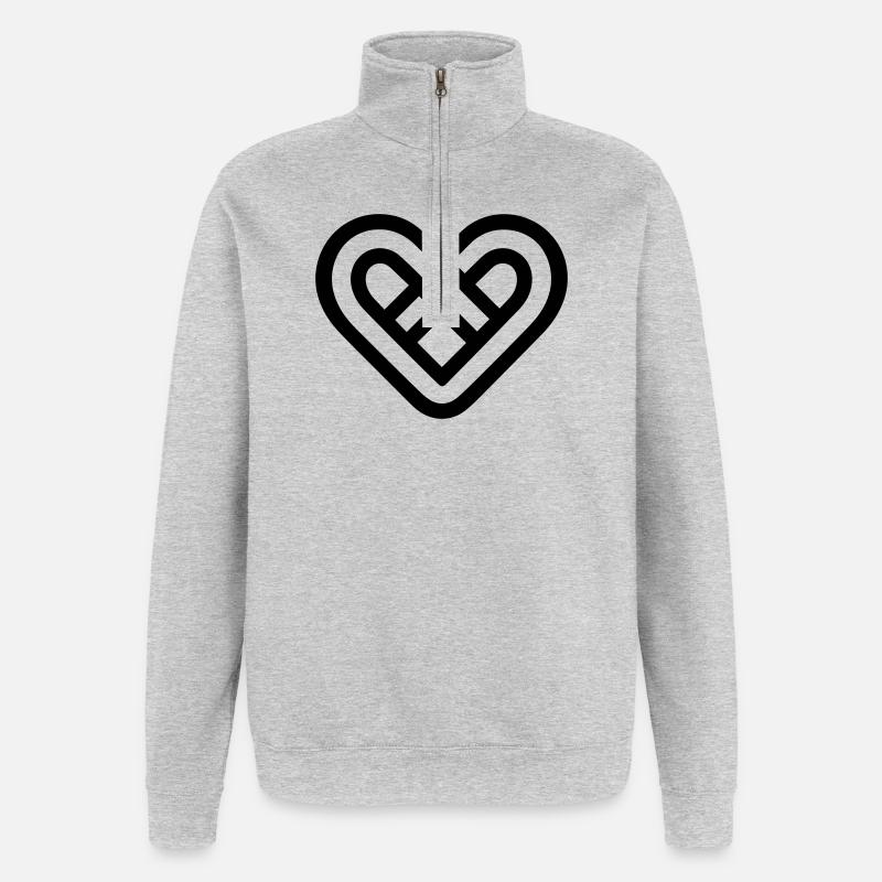 cœur infini - Sweat à zip 1/4 - gris chiné