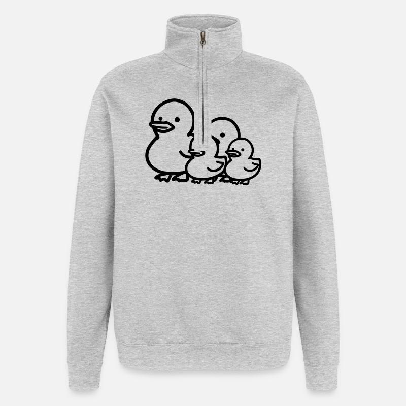 famille canard - Sweat à zip 1/4 - gris chiné