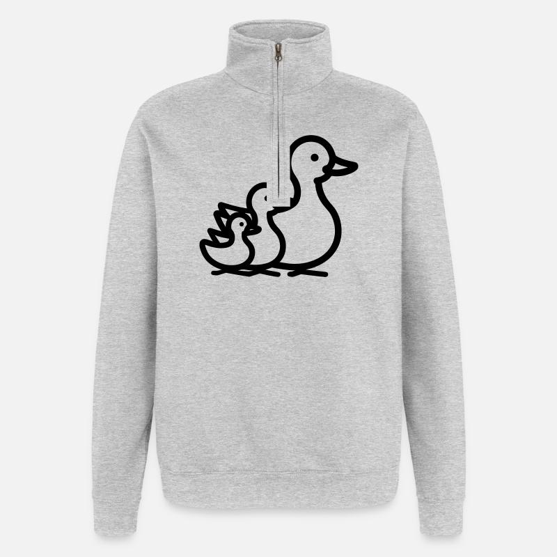 Duck Family - Quarter-Zip Sweatshirt - heather grey