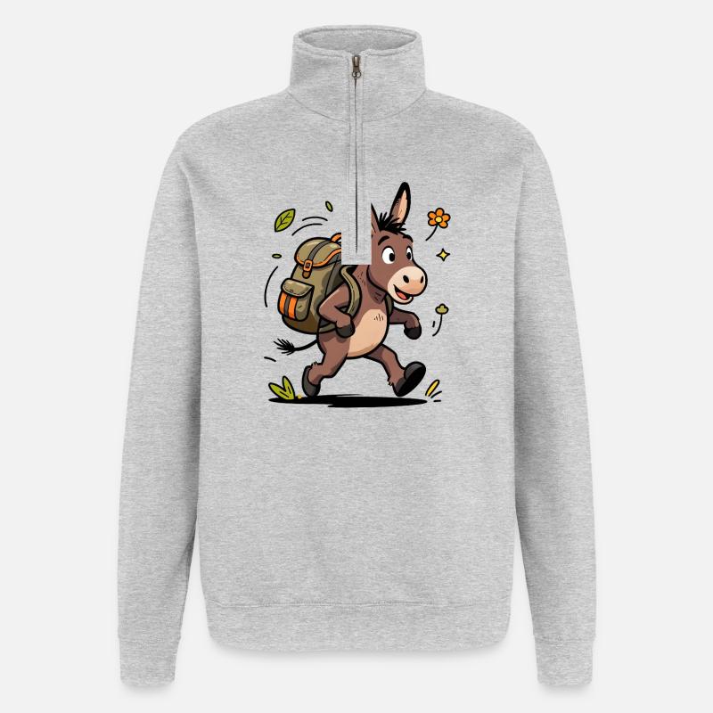 Donkey Hiker Adventure - Quarter-Zip Sweatshirt - heather grey