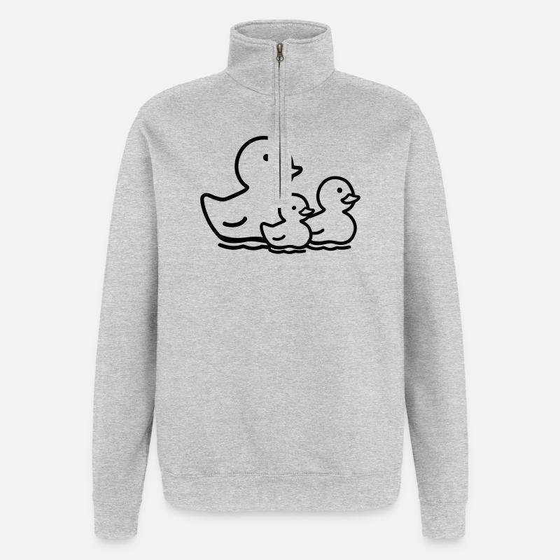 Duck Family - Quarter-Zip Sweatshirt - heather grey