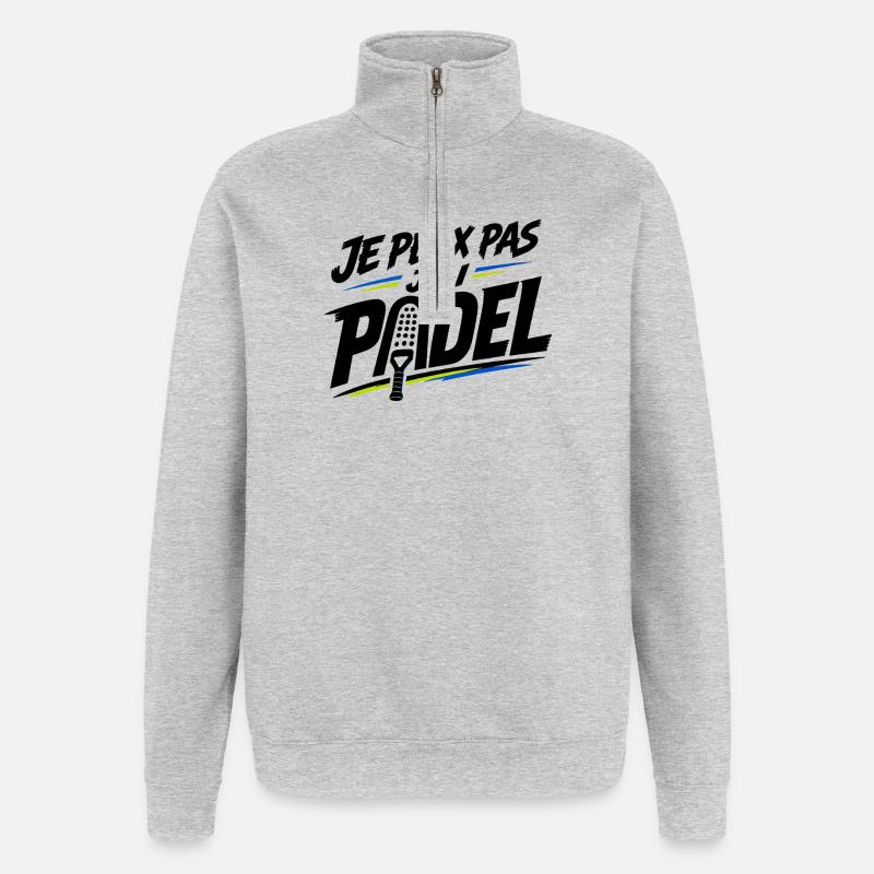Je peux pas j’ai padel - Sweat à zip 1/4 - gris chiné