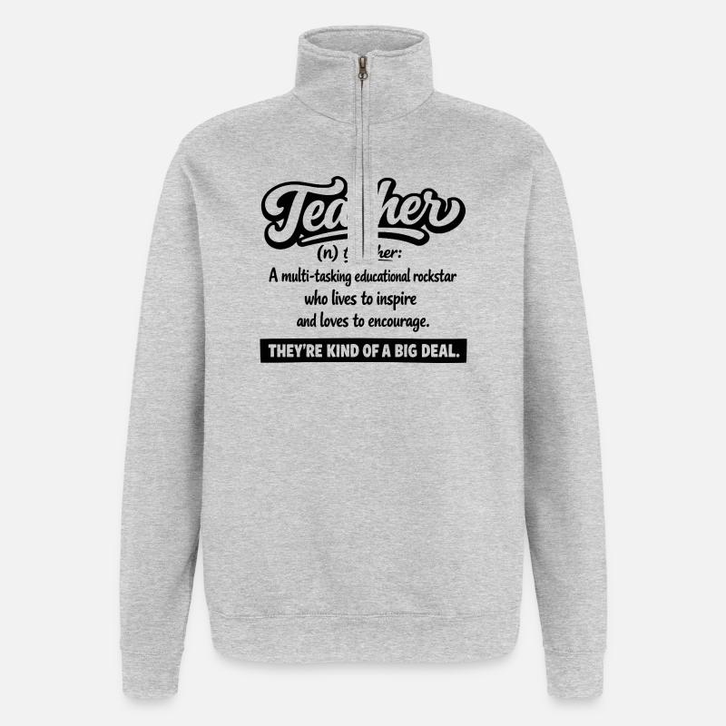 Enseignant : Inspirer et encourager - Sweat à zip 1/4 - gris chiné