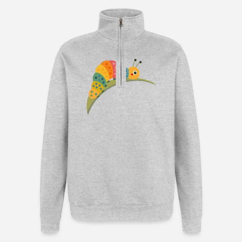 Bunte Raupe im Kawaii Stil - Quarter-Zip-Sweatshirt - Grau meliert
