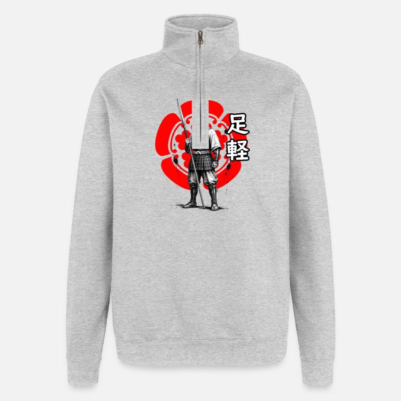 Ashigaru du clan Oda, période Sengoku - Sweat à zip 1/4 - gris chiné