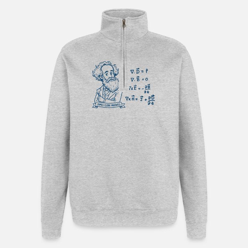 Maxwell and equations in blue - Quarter-Zip Sweatshirt - heather grey