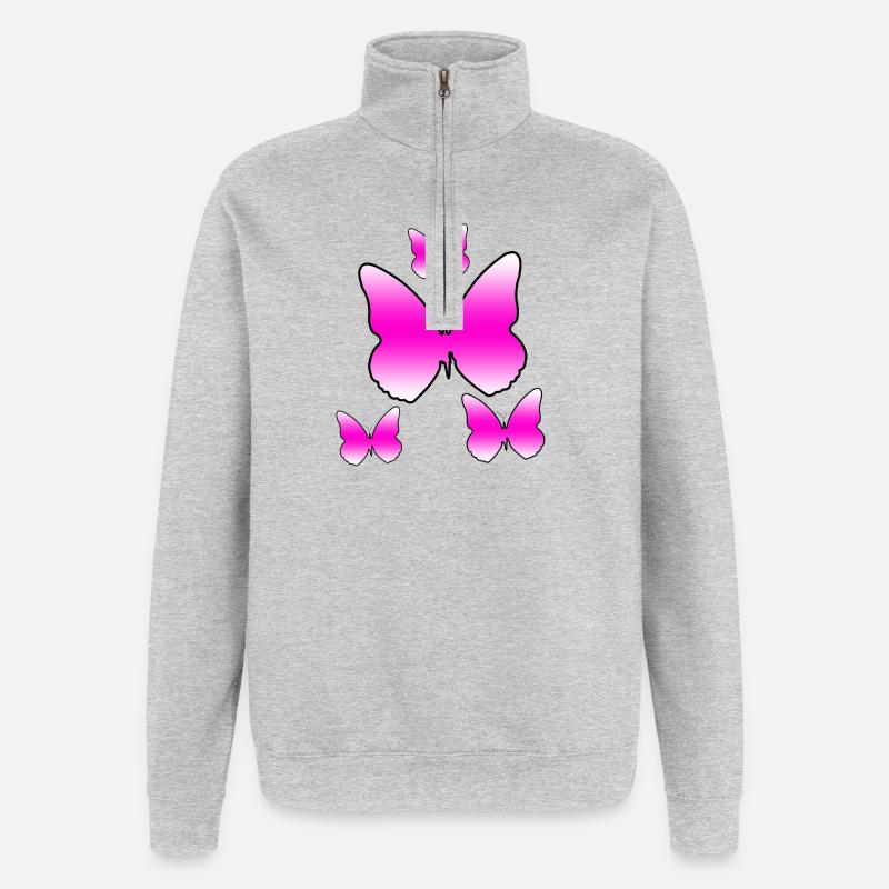 Schmetterlinge - Quarter-Zip-Sweatshirt - Grau meliert
