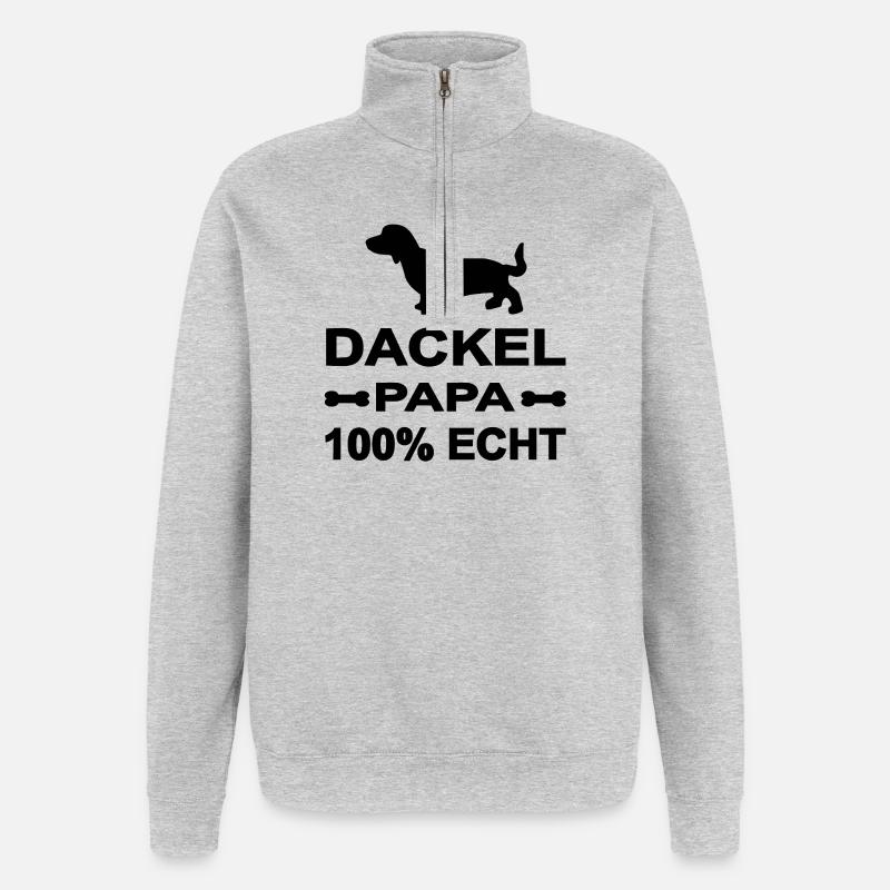 Dackel - Quarter-Zip-Sweatshirt - Grau meliert