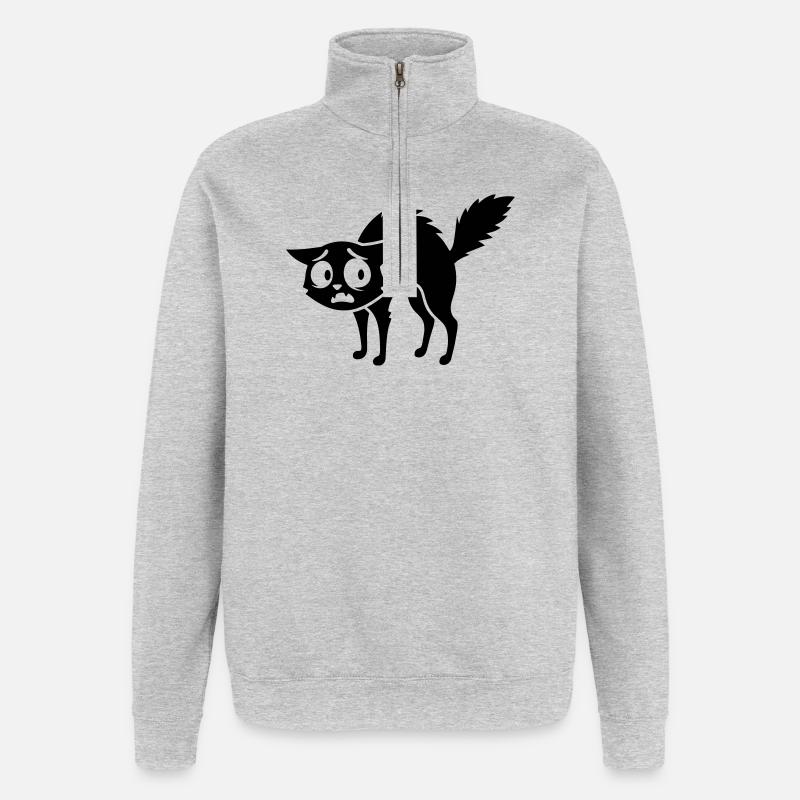 Frightened cat - Quarter-Zip Sweatshirt - heather grey