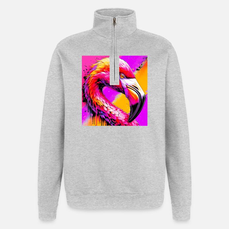 Flamant - Sweat à zip 1/4 - gris chiné