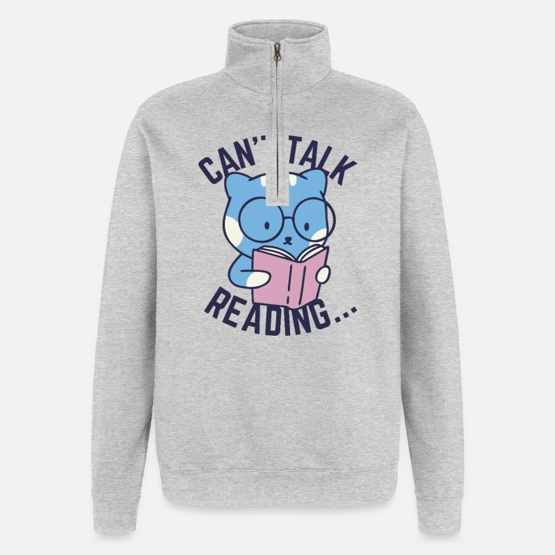 Ne pas parler, lire... - Sweat à zip 1/4 - gris chiné