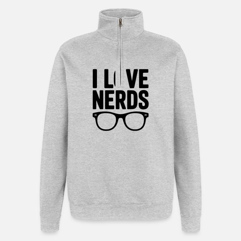 J’adore les nerds - Sweat à zip 1/4 - gris chiné