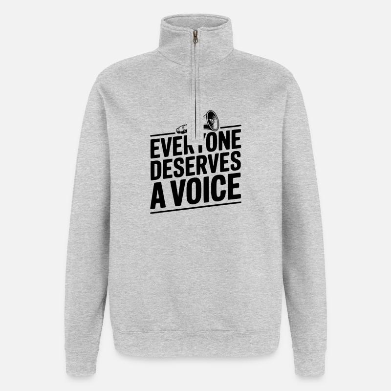 Jeder verdient eine Stimme - Quarter-Zip-Sweatshirt - Grau meliert