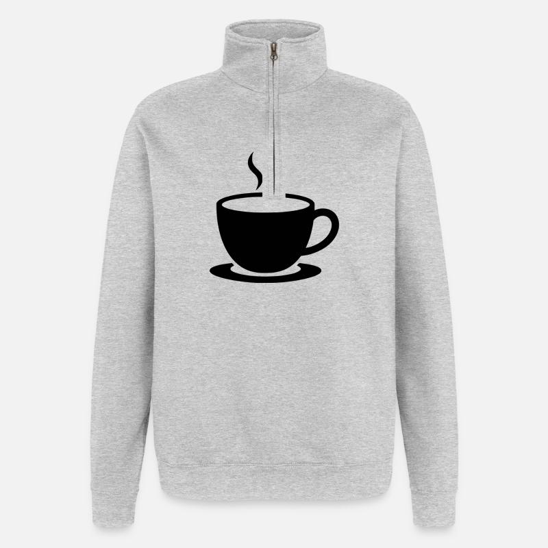 Kaffee Symbol - Quarter-Zip-Sweatshirt - Grau meliert