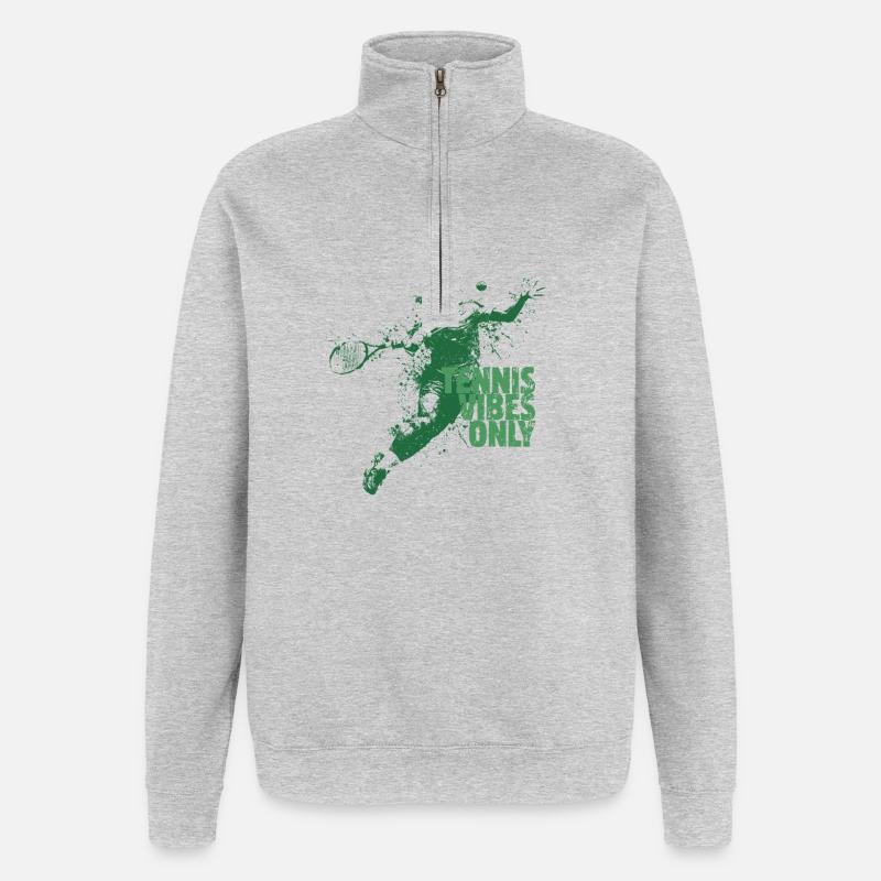 Tennis-Vibes Nur Spritzer - Quarter-Zip-Sweatshirt - Grau meliert