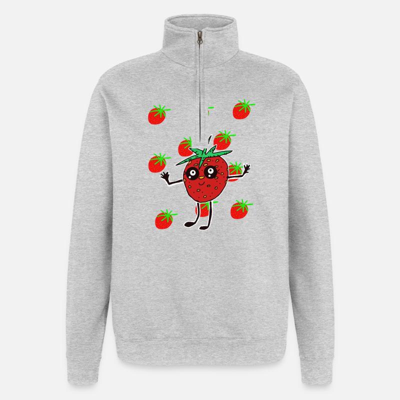Lustige Erdbeere Erdbeeren Kinder  - Quarter-Zip-Sweatshirt - Grau meliert