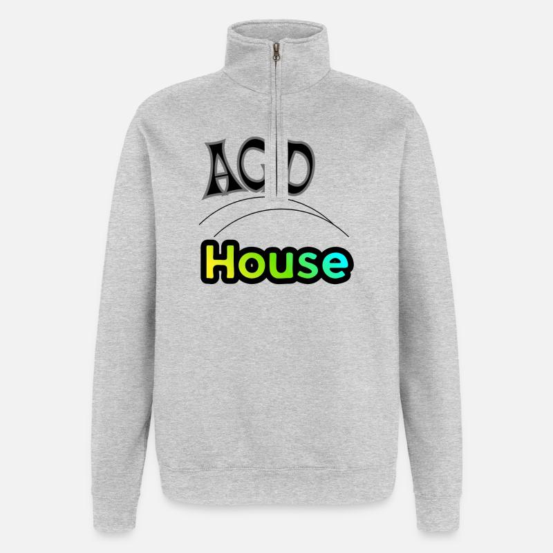 Acid House - Sweat à zip 1/4 - gris chiné