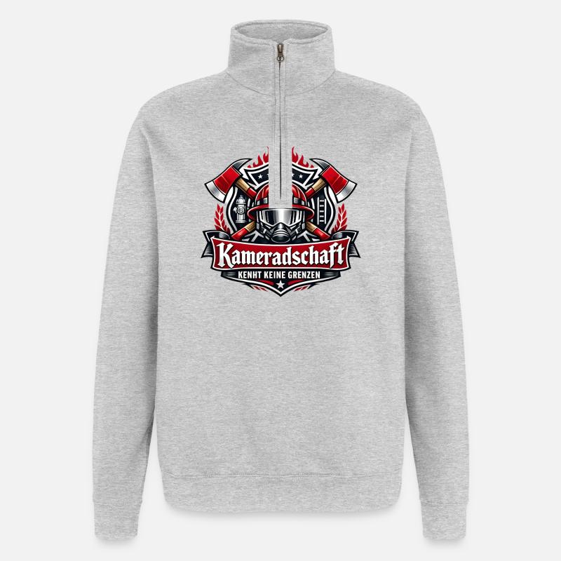 Kameradschaft Feuerwehraxt Symbol - Quarter-Zip-Sweatshirt - Grau meliert
