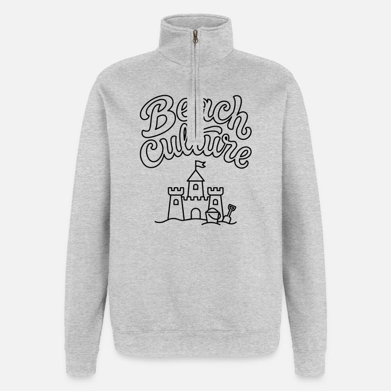 Culture de la plage - Sweat à zip 1/4 - gris chiné