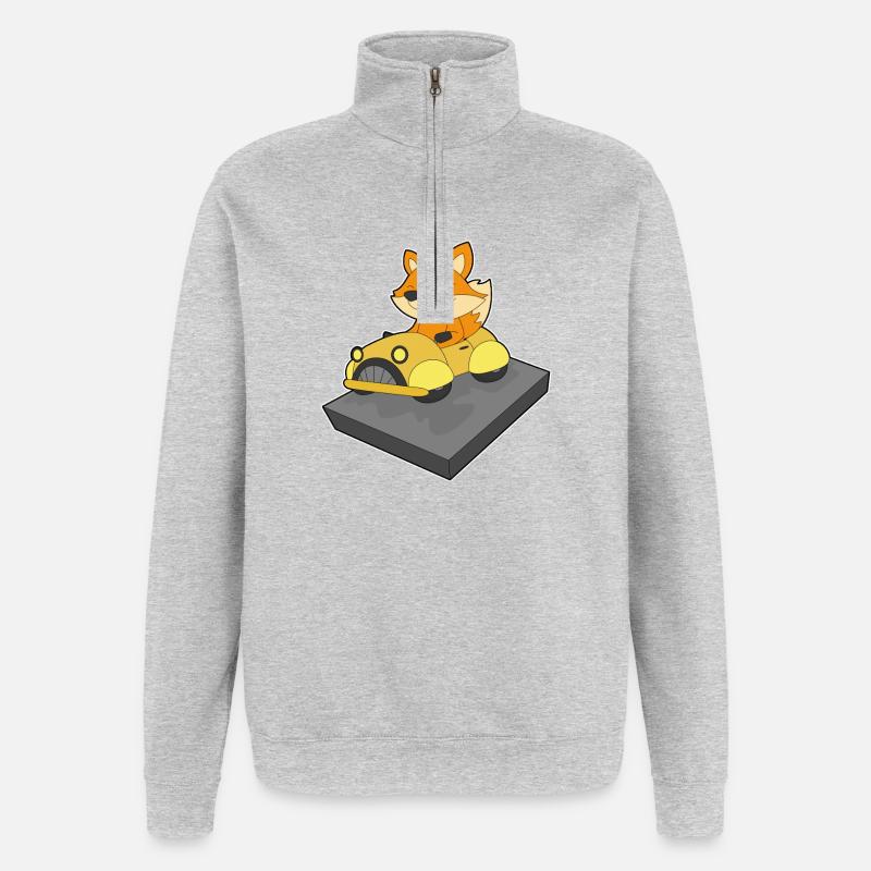 Fox Car - Quarter-Zip Sweatshirt - heather grey