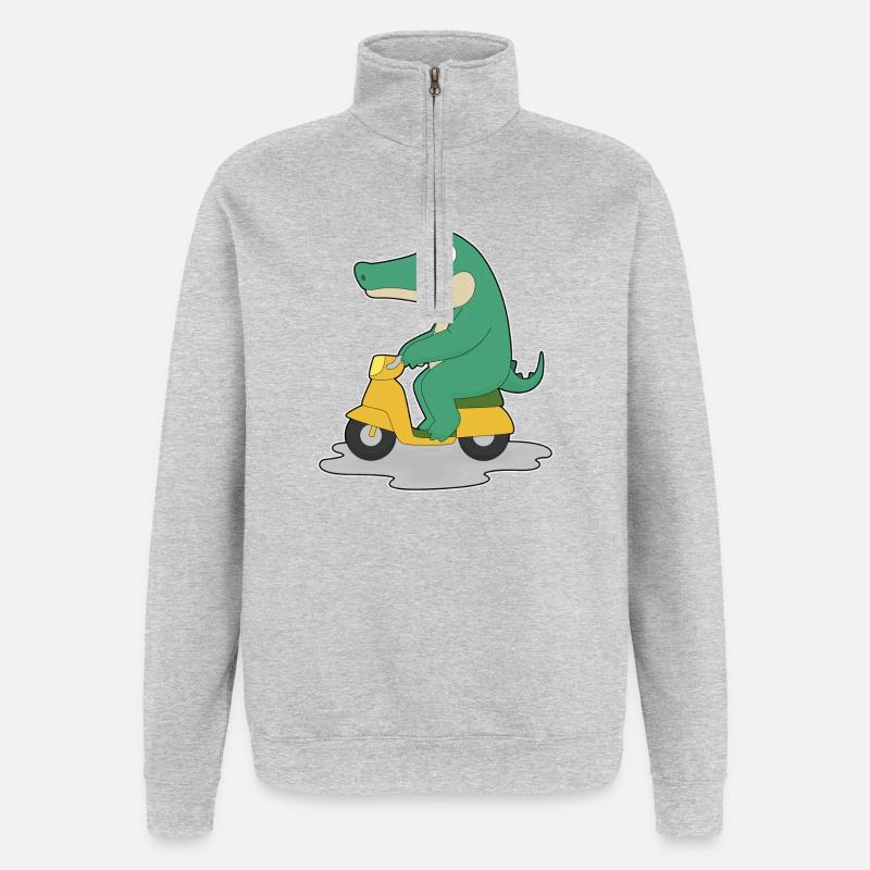 Krokodil Motorroller - Quarter-Zip-Sweatshirt - Grau meliert