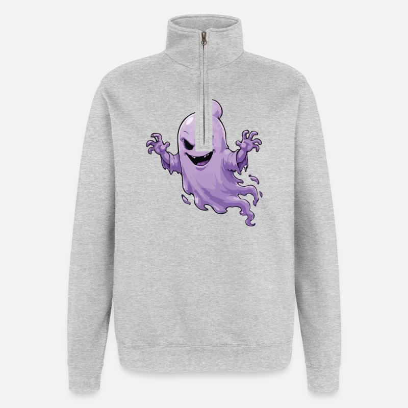  Geist Spukdesign - Quarter-Zip-Sweatshirt - Grau meliert