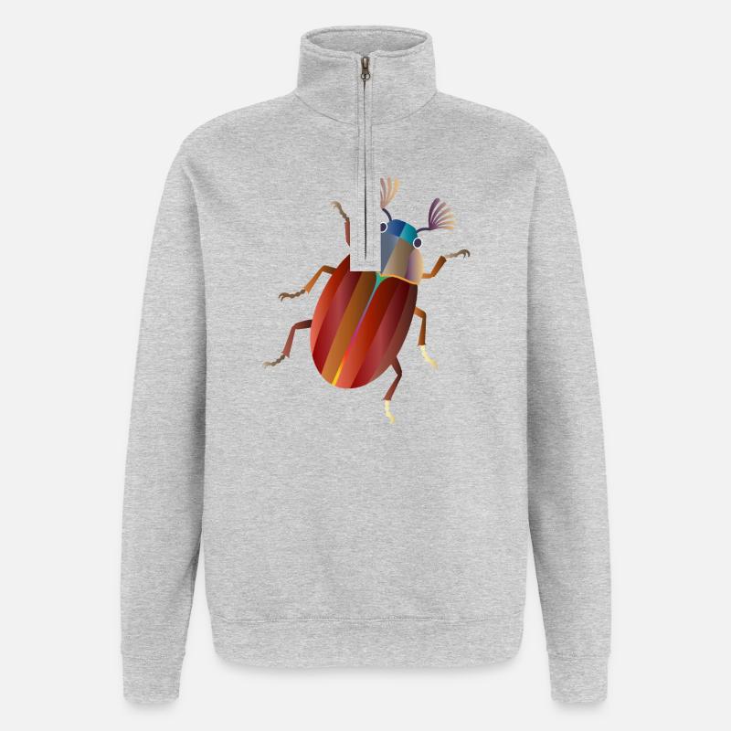Bunter Maikäfer Retro Stil - Quarter-Zip-Sweatshirt - Grau meliert