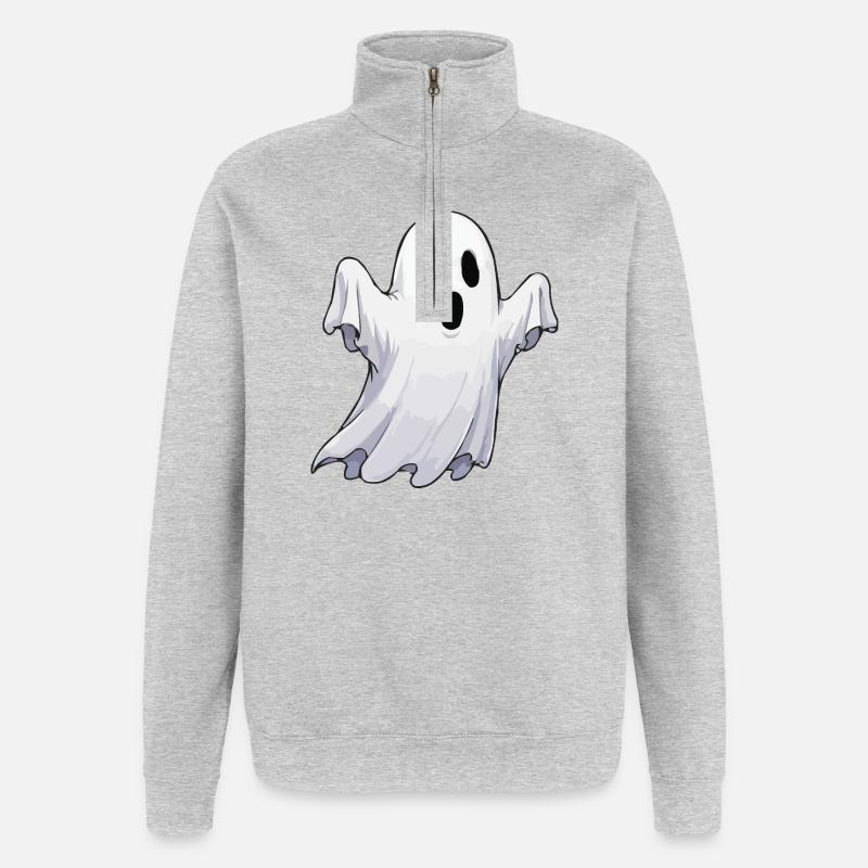 Fantôme Hanté Amical - Sweat à zip 1/4 - gris chiné