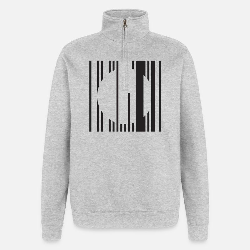 Minimalisme du cercle barré - Sweat à zip 1/4 - gris chiné