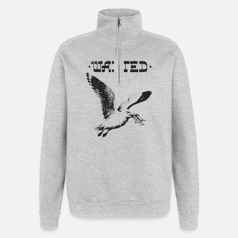 Recherché - Mouette Voleur - Sweat à zip 1/4 - gris chiné