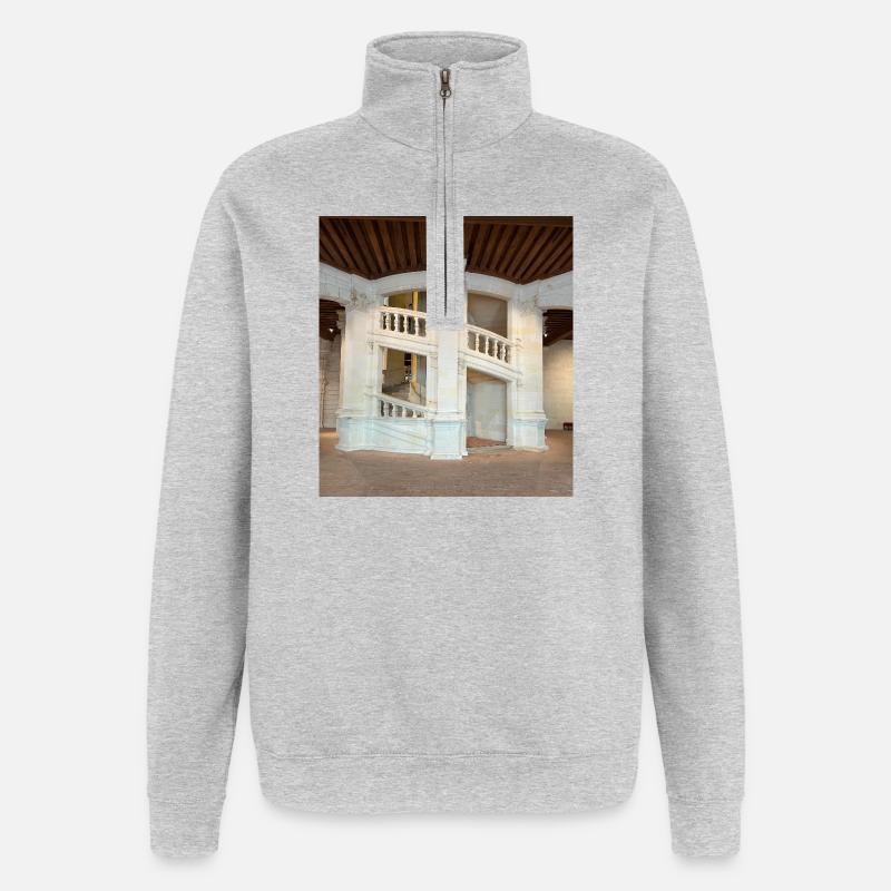 Doppelte Wendeltreppe - Quarter-Zip-Sweatshirt - Grau meliert