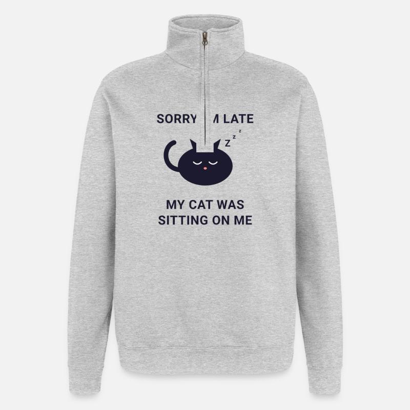 Late Cat Nap Excuse Tee - Quarter-Zip Sweatshirt - heather grey