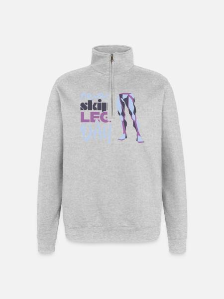 Never Skid Leg Day Graphic - Quarter-Zip Sweatshirt - heather grey