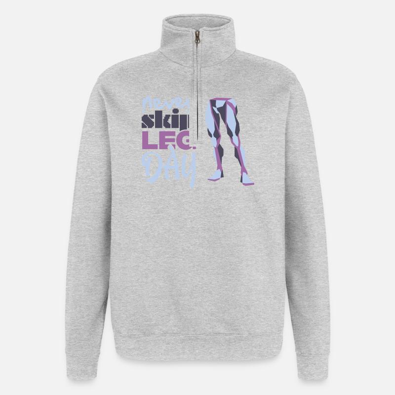 Never Skid Leg Day Graphic - Quarter-Zip Sweatshirt - heather grey