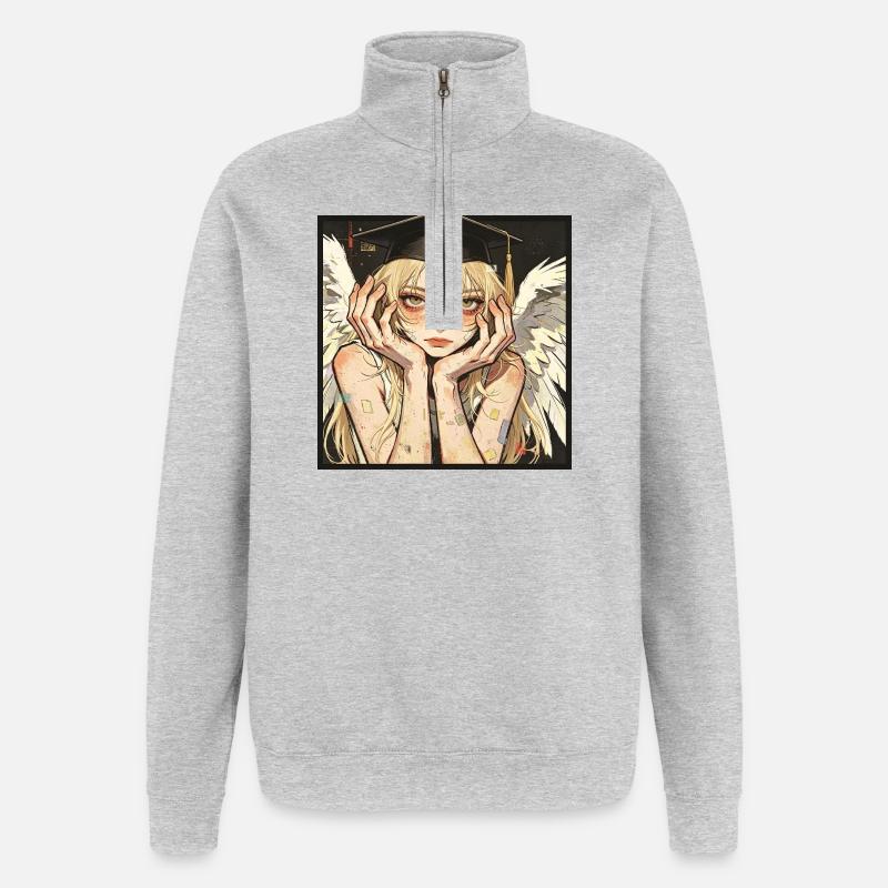 Abschlussfeier Angel Winged - Quarter-Zip-Sweatshirt - Grau meliert