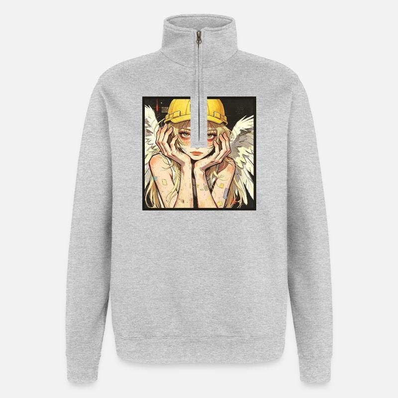 Winged Worker Dreamer - Quarter-Zip Sweatshirt - heather grey