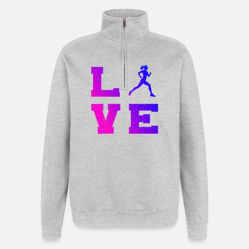 Geschenkidee für eine Running mit Running - Quarter-Zip-Sweatshirt - Grau meliert