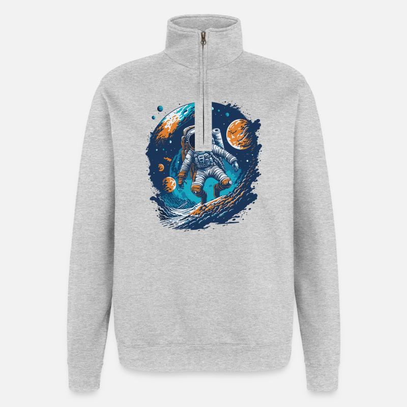 Astronaute dans l’espace - Sweat à zip 1/4 - gris chiné