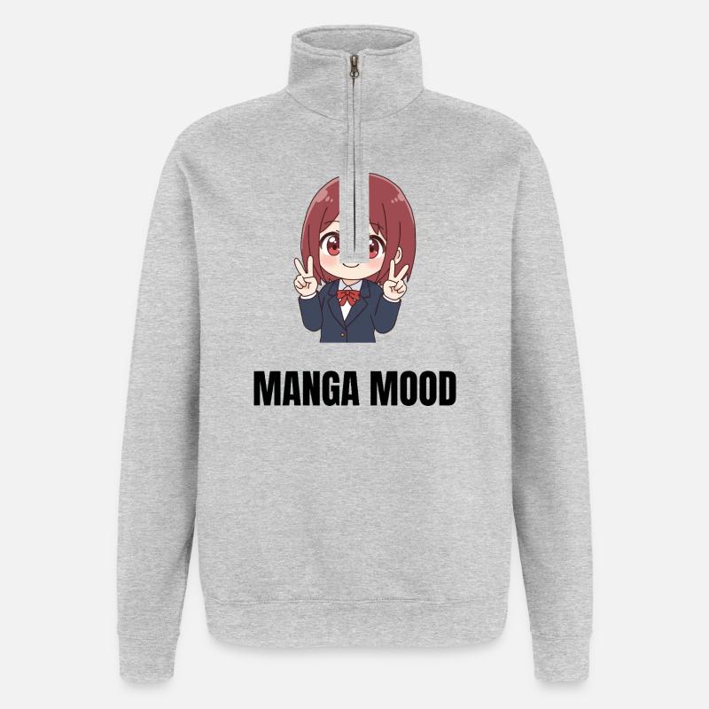 Manga Mood - Quarter-Zip-Sweatshirt - Grau meliert