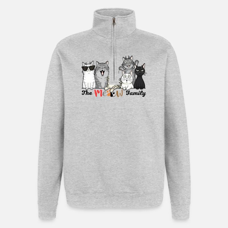 La Tribu des Chats Joyeux - Sweat à zip 1/4 - gris chiné