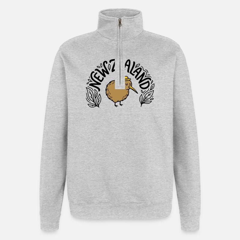 Neuseeland - Quarter-Zip-Sweatshirt - Grau meliert